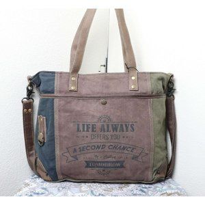 NEW Myra Bag Large Canvas Tote Bag and Shoulder Bag Upcycled Bag Sturdy Canvas